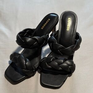 Express Black Braided Heeled Sandals